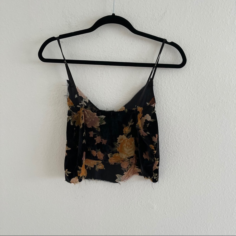 Black Velvet Floral Crop Tank - Picture 3 of 6